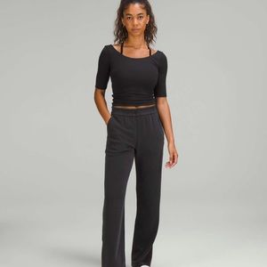 Black Women's Wide-Leg Lounge Pants